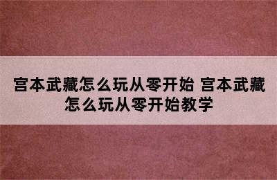 宫本武藏怎么玩从零开始 宫本武藏怎么玩从零开始教学